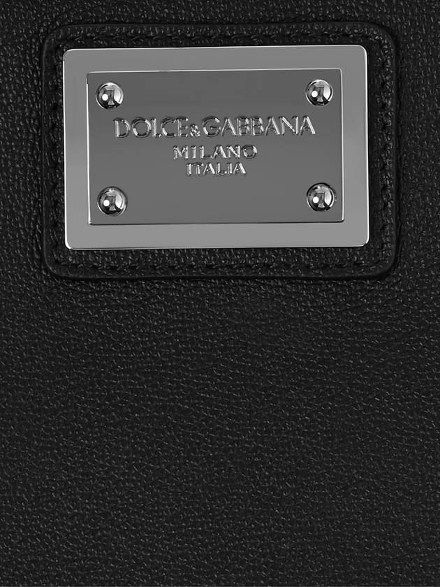 Metal Logo Grain Calfskin Clutch Bag Black - DOLCE&GABBANA - BALAAN 5