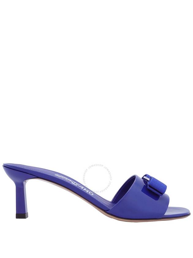 Salvatore Ferragamo Blue Patent Calfskin Vara Bow Slide Sandals, Size 6.5 - SALVATORE FERRAGAMO - BALAAN 1