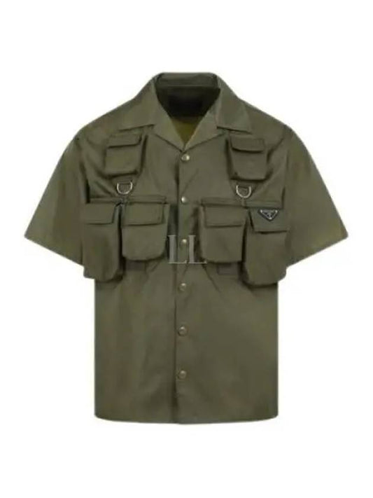 Short Sleeved Re Nylon Shirt Dark Green - PRADA - BALAAN 2