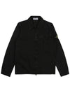 Organic Cotton Shirt Zip Up Jacket Black - STONE ISLAND - BALAAN 2