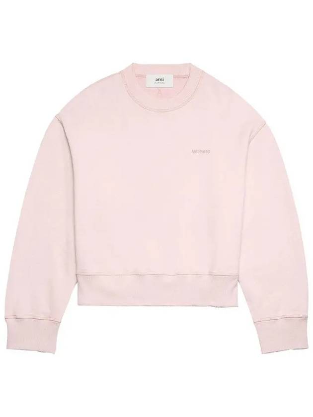 Embroidery Logo Crew Neck Sweatshirt Pink - AMI - BALAAN 2