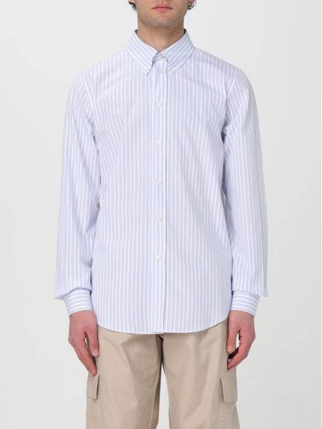 Striped Poplin Long Sleeve Shirt Blue - MSGM - BALAAN 1