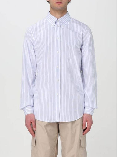 Striped Poplin Long Sleeve Shirt Blue - MSGM - BALAAN 1