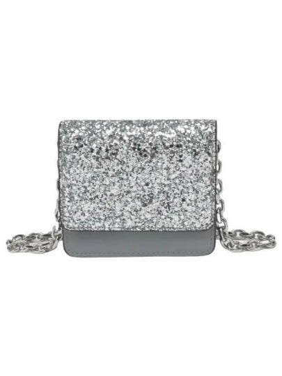 Glitter Micro Chain Link Leather Half Wallet Silver - MAISON MARGIELA - BALAAN 2