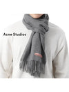 Logo Fringe Cashmere Muffler Melange Grey - ACNE STUDIOS - BALAAN 2