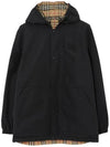Reversible Check Nylon Hooded Jacket Black Beige - BURBERRY - BALAAN 1