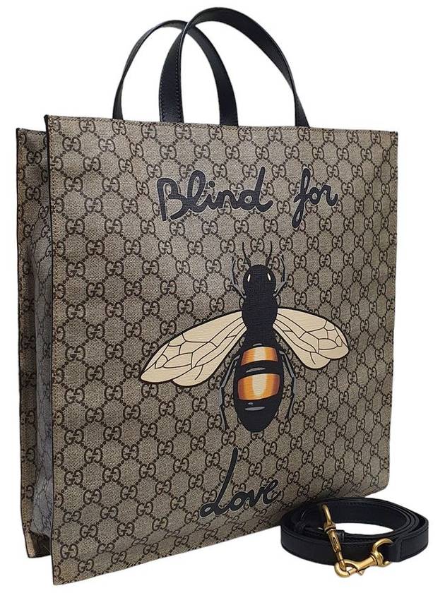 Women s 450950 PVC BEE Printing Soft GG Supreme Shopper Tote Bag Shoulder Strap - GUCCI - BALAAN 2