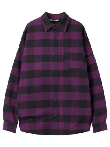 Bag All Over Logo Check Shirt Violet - PALM ANGELS - BALAAN 1