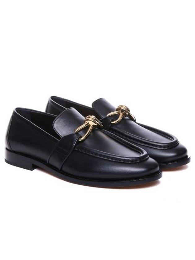 Astaire Signature Metallic Knot Detail Leather Loafers Black - BOTTEGA VENETA - BALAAN 5