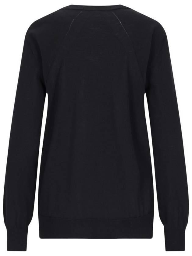 Lightweight Crew Neck Merino Wool Knit Top Black - JIL SANDER - BALAAN 3