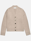 Wool Cashmere Cardigan Beige - AMI - BALAAN 3