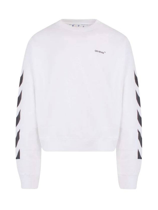 Diag Helvetica Over Brushed Long Sleeve Sweatshirt - OFF WHITE - BALAAN 1