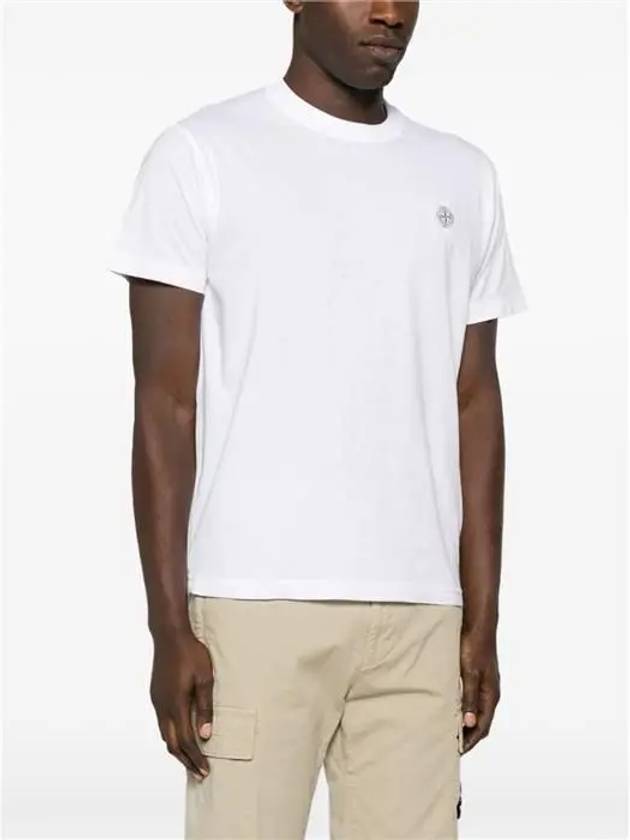 Organic Cotton Short Sleeve T-Shirt White - STONE ISLAND - BALAAN 4