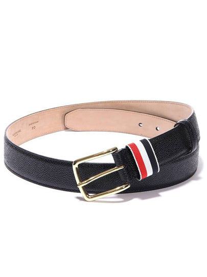 Men's Three Stripes Tab Pebbled Leather Belt Black - THOM BROWNE - BALAAN 2