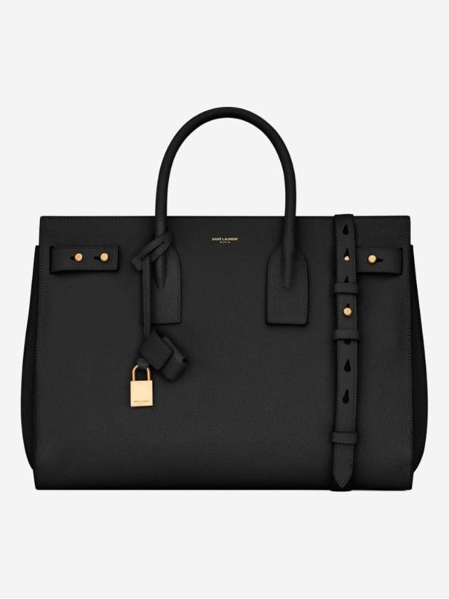 Sac De Jour Supple Medium Grain Leather Tote Bag Black - SAINT LAURENT - BALAAN 1