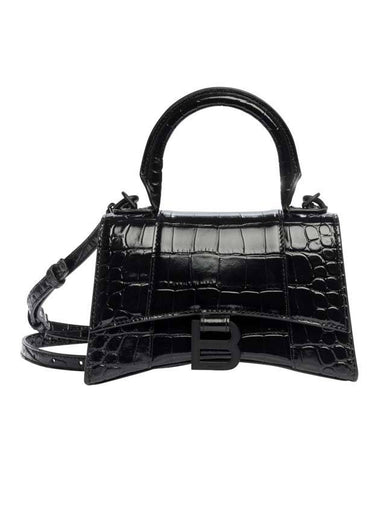 Hourglass Crocodile Embossed Cross Bag Black - BALENCIAGA - BALAAN 1