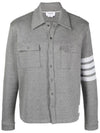 Double Face Cotton Knit 4 Bar Button Shirt Jacket Grey - THOM BROWNE - BALAAN 2