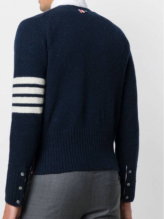 Men's Diagonal Mohair Tweed Cardigan Navy - THOM BROWNE - BALAAN 4