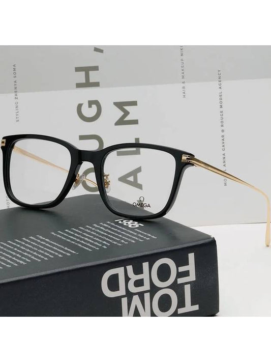 Glasses Frame OM5005H 001 Men Women Square Fashion Horned Frame - OMEGA - BALAAN 2