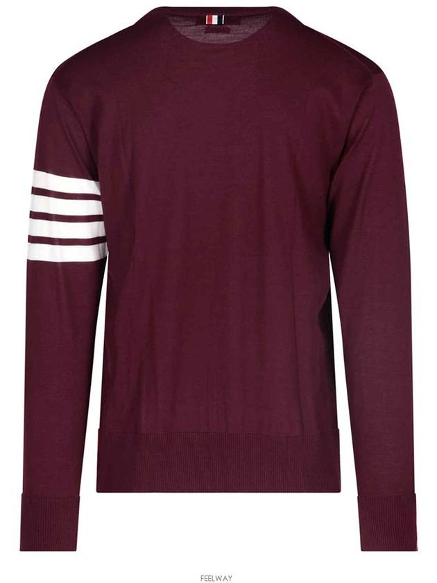 4 Bar Armband Classic Merino Wool Knit Top Burgundy - THOM BROWNE - BALAAN 3