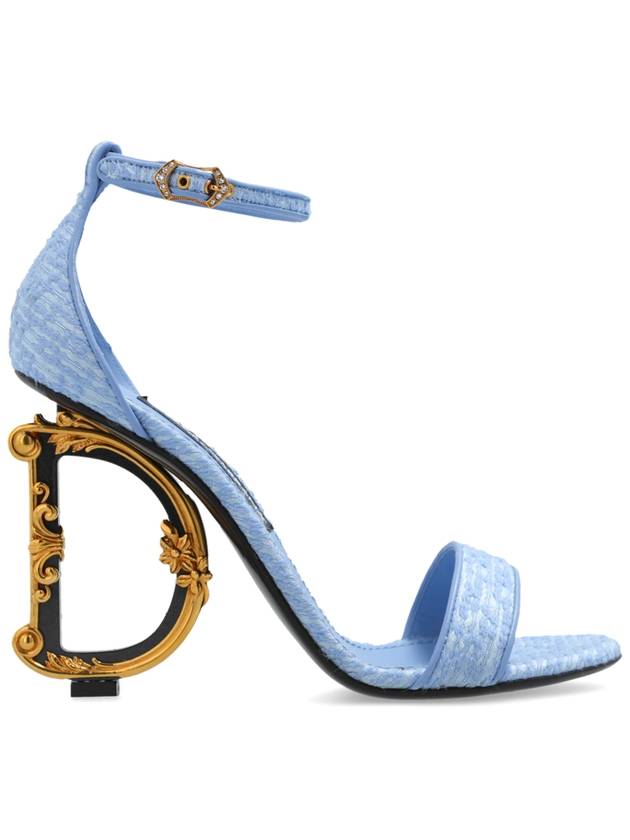 Dolce & Gabbana Sandals With Decorative Logo-shaped Heel, Women's, Blue - DOLCE&GABBANA - BALAAN 1