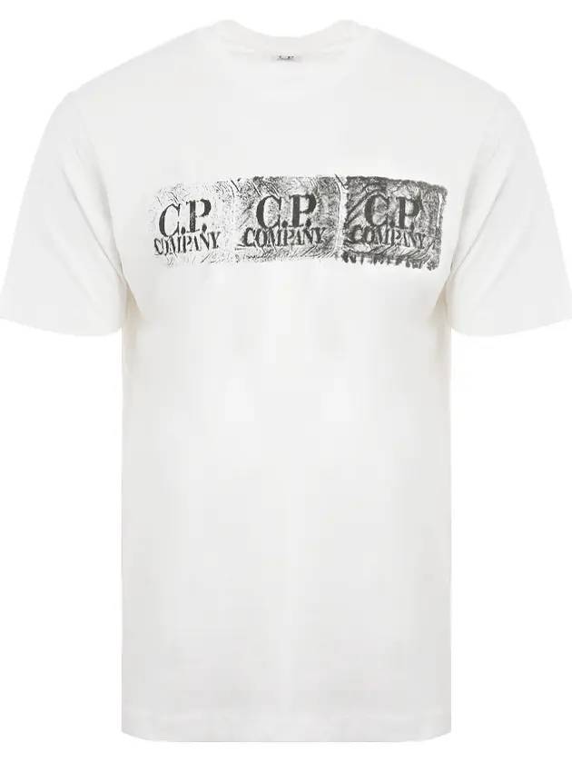 Logo Stamp Printed Short Sleeve T-shirt White - CP COMPANY - BALAAN 1