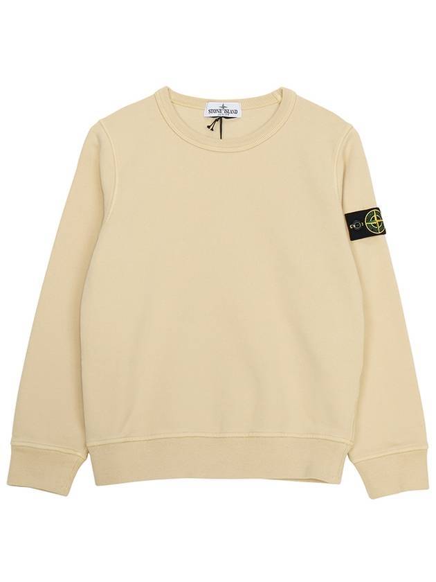 Kids Wappen Patch Organic Cotton Fleece Sweatshirt Beige - STONE ISLAND - BALAAN 1