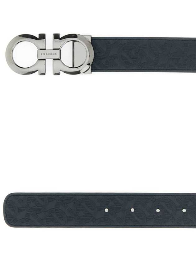 Gancini Reversible Adjustable Leather Belt Navy - SALVATORE FERRAGAMO - BALAAN 3