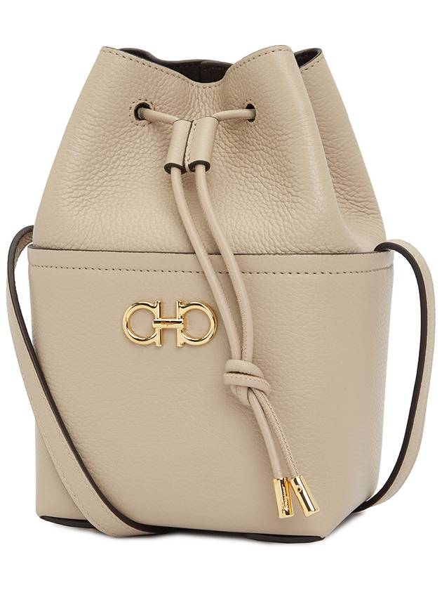 Gancini Mini Bucket Bag Beige - SALVATORE FERRAGAMO - BALAAN 3