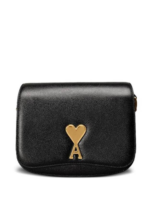 Paris Logo Leather Shoulder Bag Black - AMI - BALAAN 1