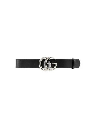 GG Marmont Wide Leather Belt Black - GUCCI - BALAAN 2