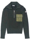 logo patch half zip-up knit top olive - MONCLER - BALAAN 2