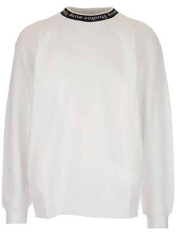 Logo Neck Brushed Sweatshirt Optic White - ACNE STUDIOS - BALAAN.