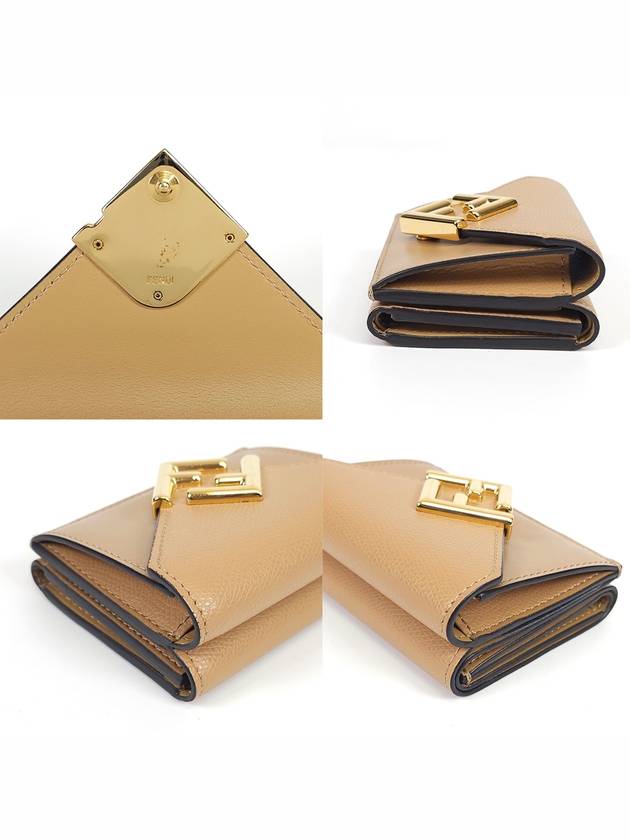 8M0480 FF diamond gold plated logo 3 fold bifold wallet - FENDI - BALAAN 8