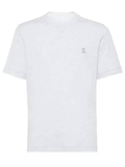 Embroidered Logo Short Sleeve T-Shirt Grey - BRUNELLO CUCINELLI - BALAAN 2