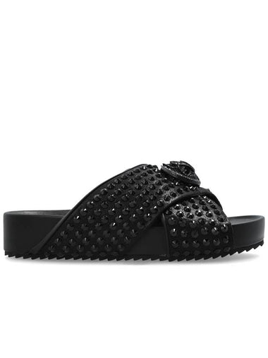 Kurt Geiger Slippers With Shimmering Crystals, Women's, Black - KURT GEIGER - BALAAN 1