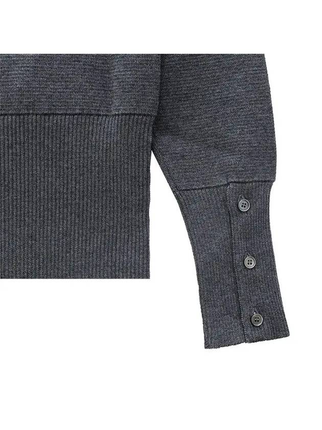 Milano Stitch 4 Bar Classic V Neck Fine Merino Wool Cardigan Medium Grey - THOM BROWNE - BALAAN 10