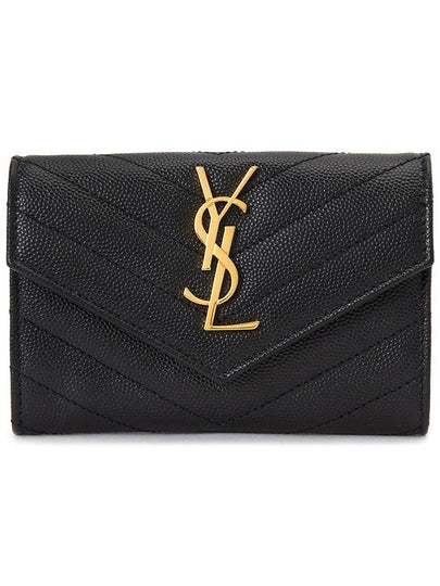 Monogram Envelope Small Half Wallet Black Gold - SAINT LAURENT - BALAAN 2