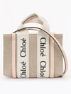 Woody Linen Canvas Calfskin Tote Bag Cement Pink - CHLOE - BALAAN 4