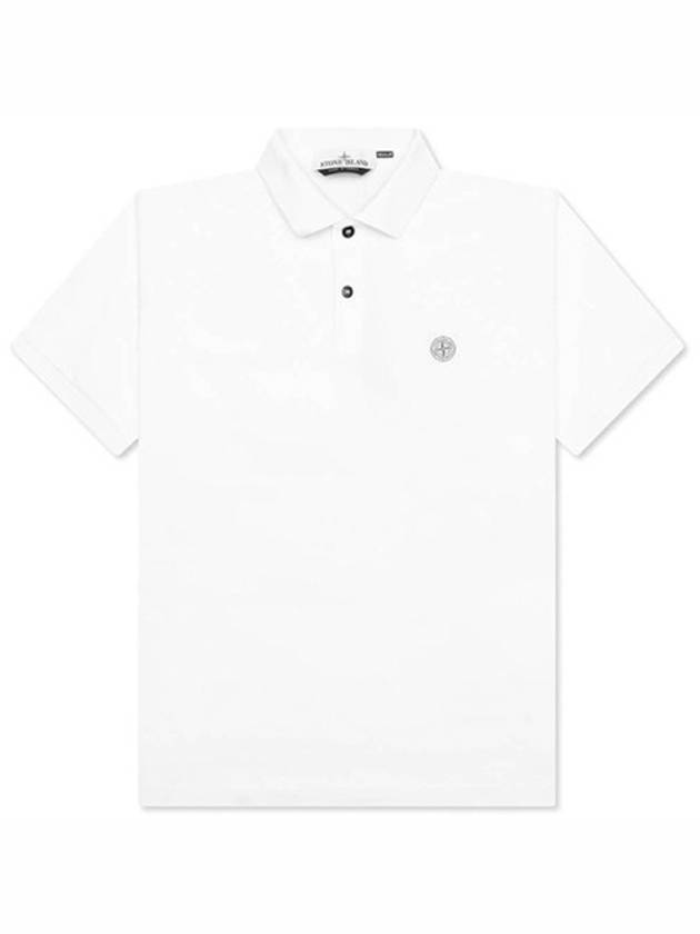 Compass Patch Short Sleeve Polo Shirt White - STONE ISLAND - BALAAN 2