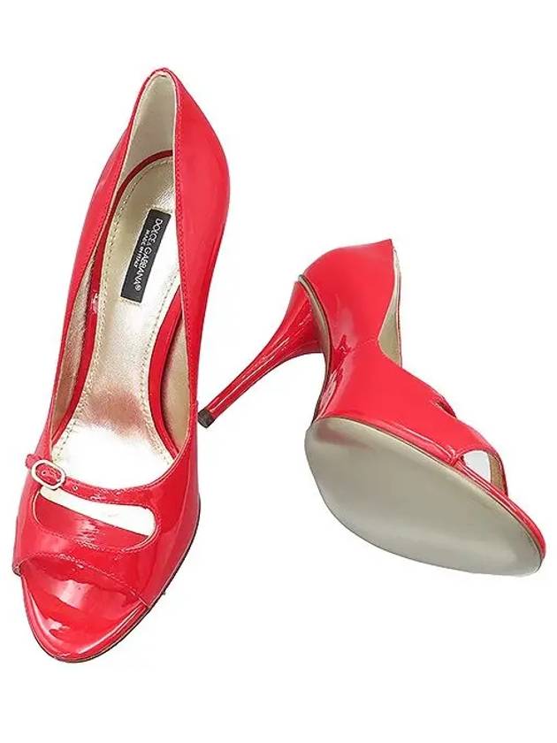 7592 Red color enamel open toe pumps women s shoes 245MM - DOLCE&GABBANA - BALAAN 3