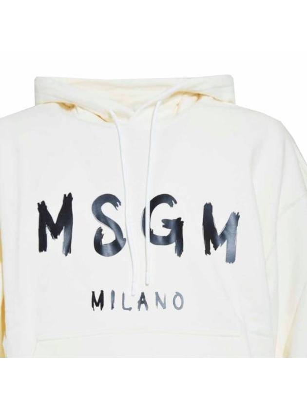 Milano Brushed Logo Cotton Hoodie Beige - MSGM - BALAAN 4