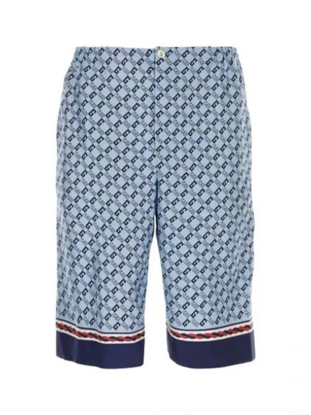 Geometric Square G Print Silk Shorts Blue - GUCCI - BALAAN 2