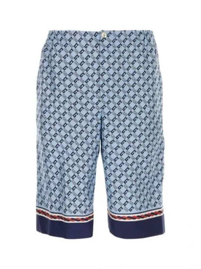 Geometric Square G Print Silk Shorts Blue - GUCCI - BALAAN 2