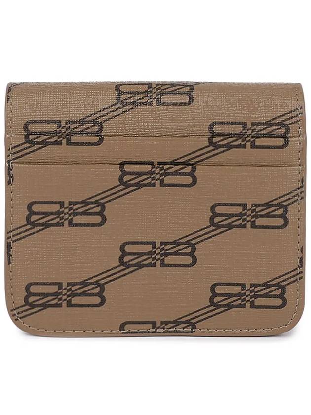 BB Monogram Coin Pocket Flap Half Wallet Brown - BALENCIAGA - BALAAN 4