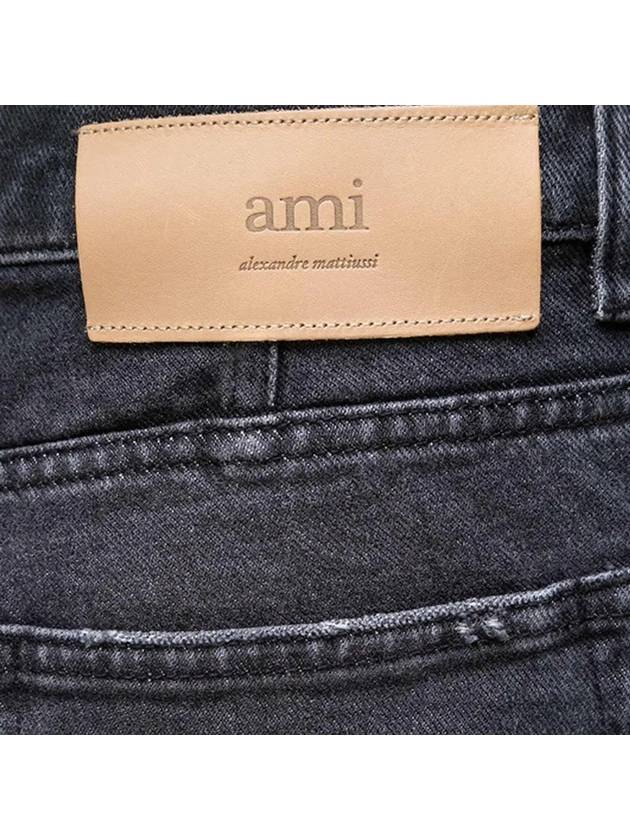 Logo Patch Straight Jeans Black - AMI - BALAAN 5