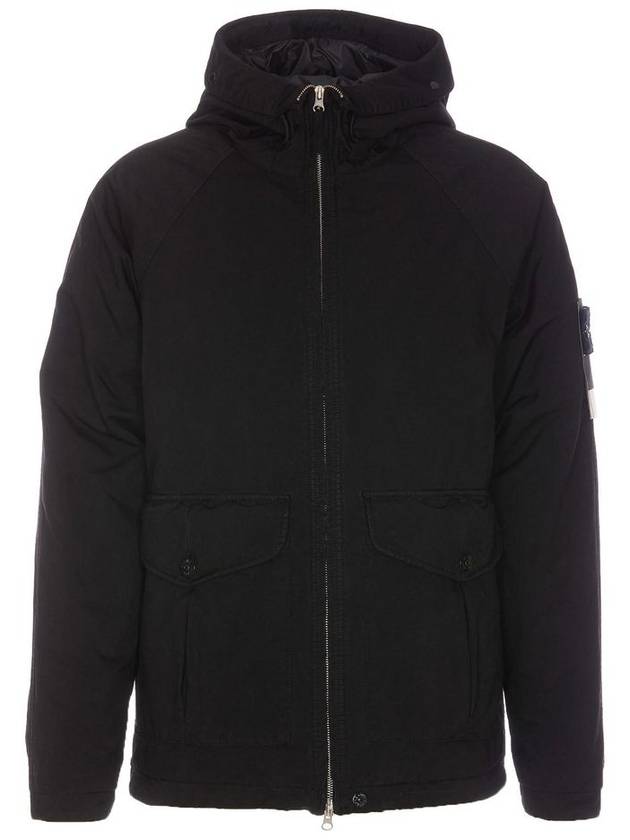 Logo David TC Down Hooded Jacket Black - STONE ISLAND - BALAAN 1