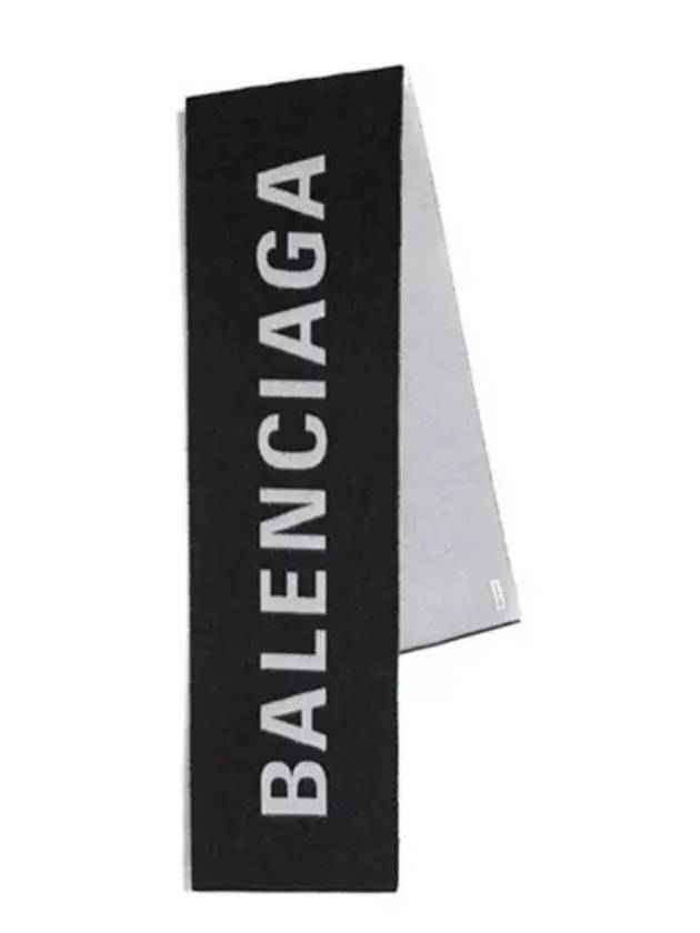 Wool Jacquard Logo Muffler Black - BALENCIAGA - BALAAN 2