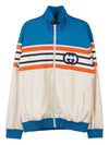 Men's Interlocking G Stripe Zip-Up Jacket Light Blue Ivory - GUCCI - BALAAN 2