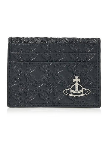 Embossed Card Wallet Black - VIVIENNE WESTWOOD - BALAAN 1